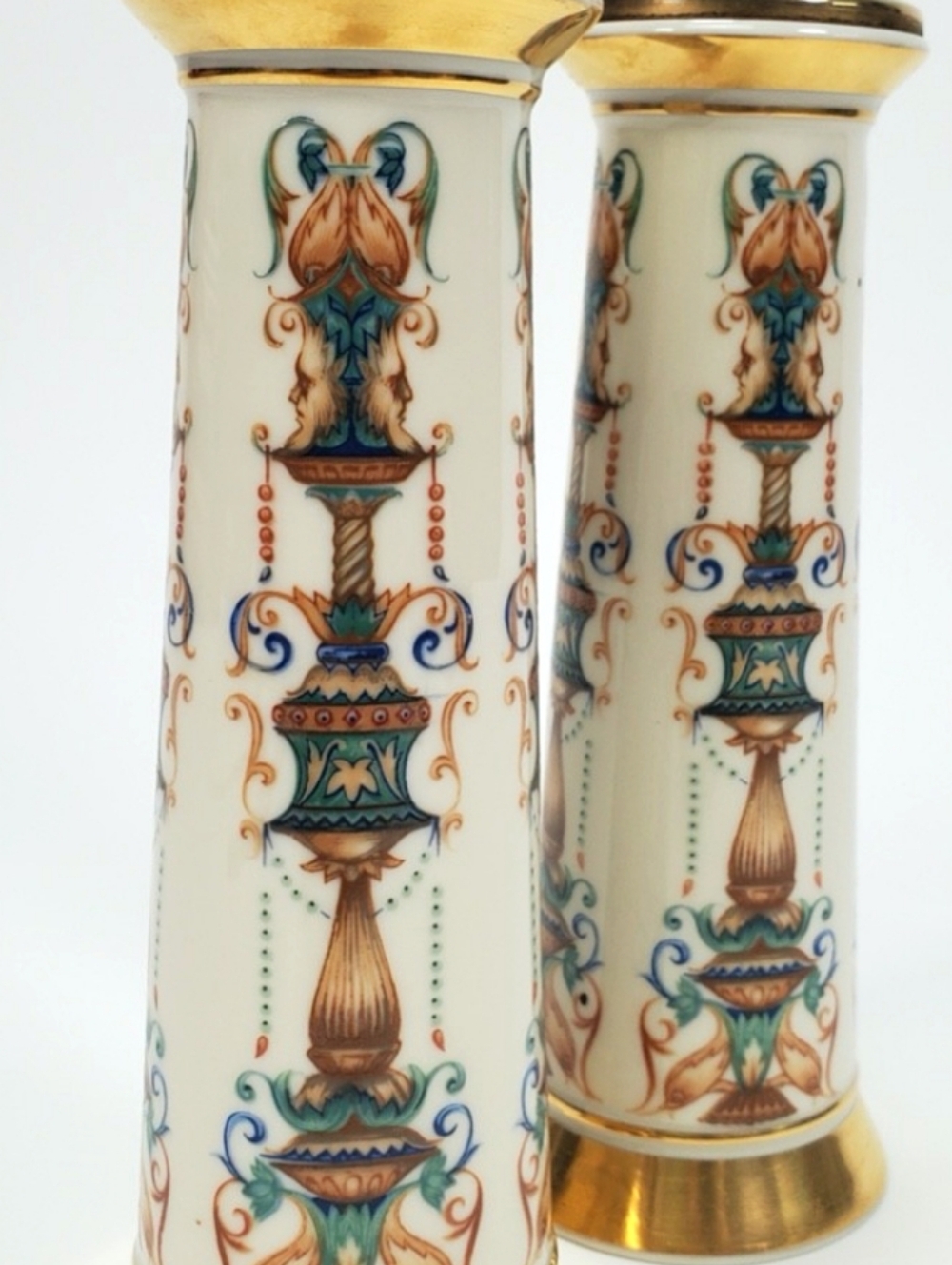 Lenox Porcelain Salt & Pepper Mills in White, Teal and Gold
